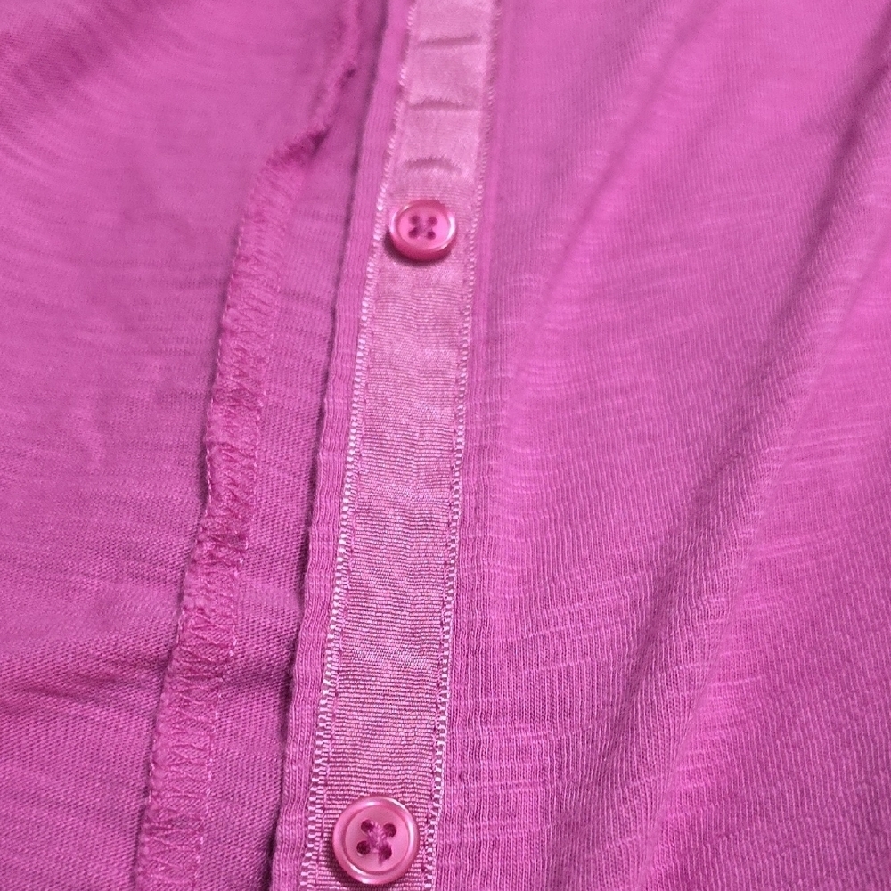 Soft Surroundings Mage/Pink Button Up Long Sleeve Lightweight Shirt Size Medium - Picture 6 of 7